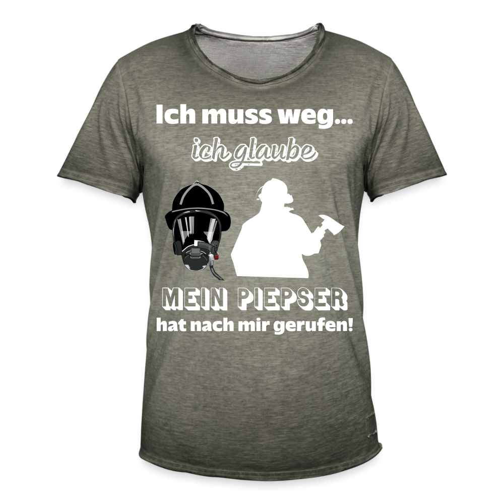 Ich muss weg... Ich glaube mein Piepser hat nach mir gerufen! - Männer Vintage T-Shirt - Vintage Khaki