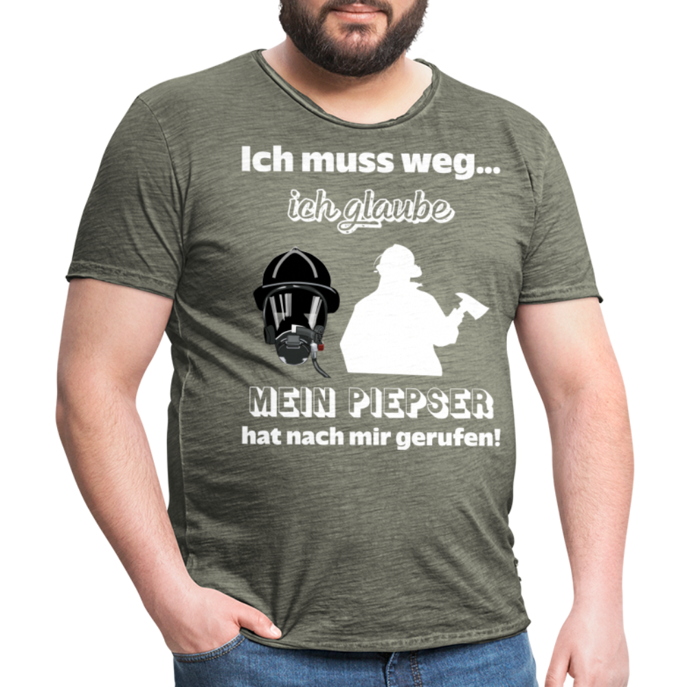 Ich muss weg... Ich glaube mein Piepser hat nach mir gerufen! - Männer Vintage T-Shirt - Vintage Khaki