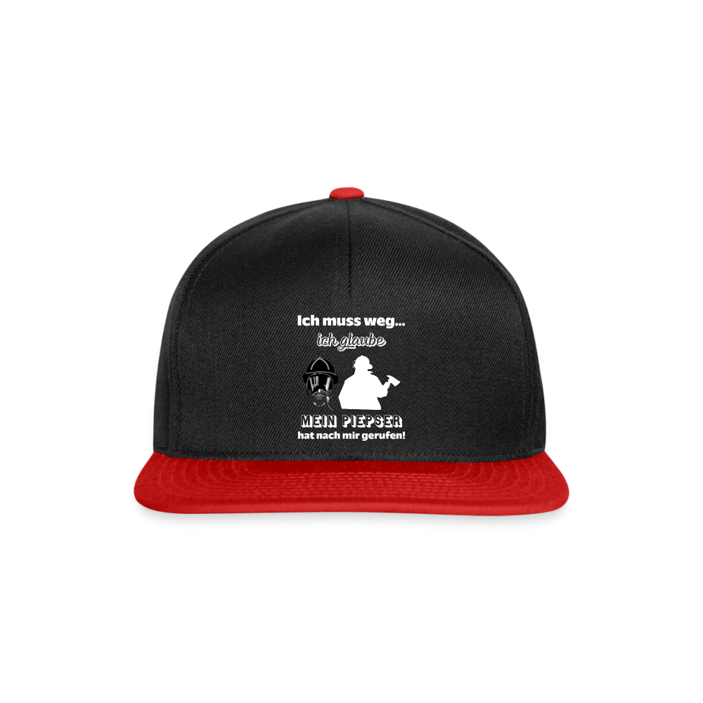 Ich muss weg... Ich glaube mein Piepser hat nach mir gerufen! - Snapback Cap - Schwarz/Rot