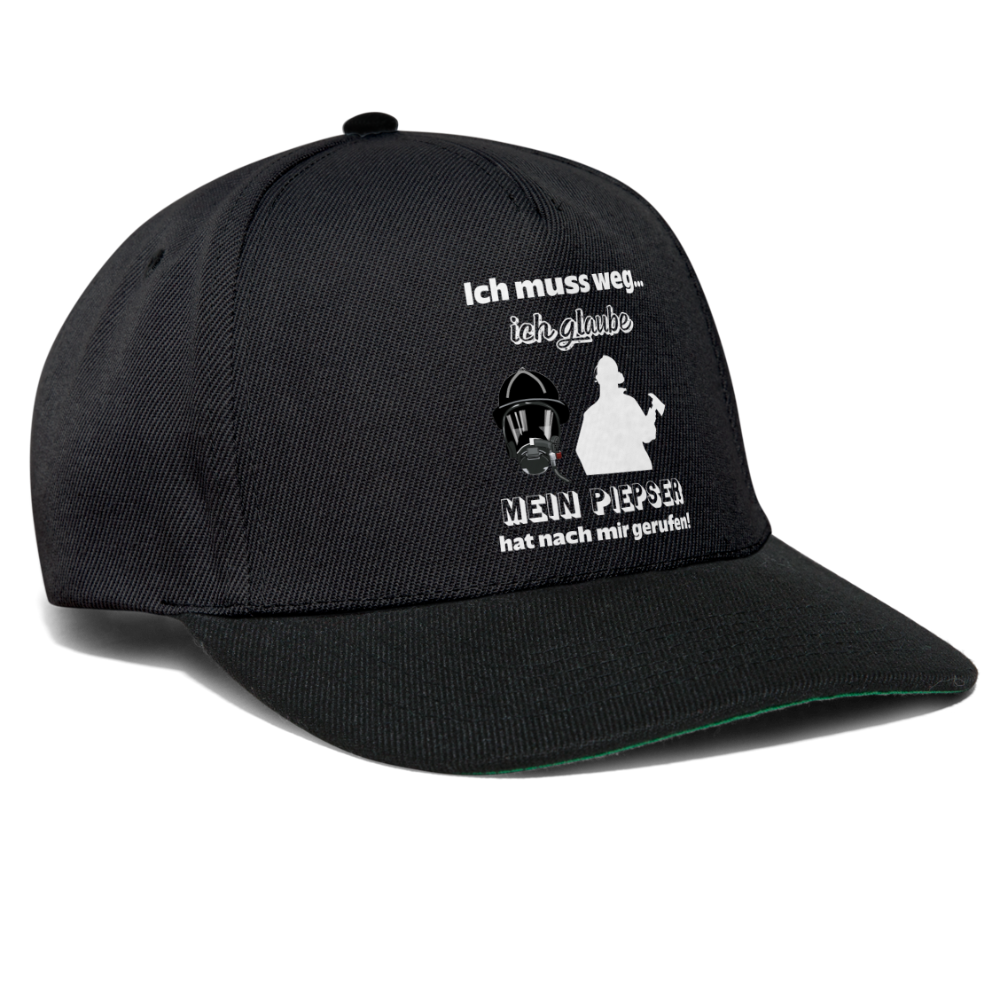 Ich muss weg... Ich glaube mein Piepser hat nach mir gerufen! - Snapback Cap - Schwarz/Schwarz