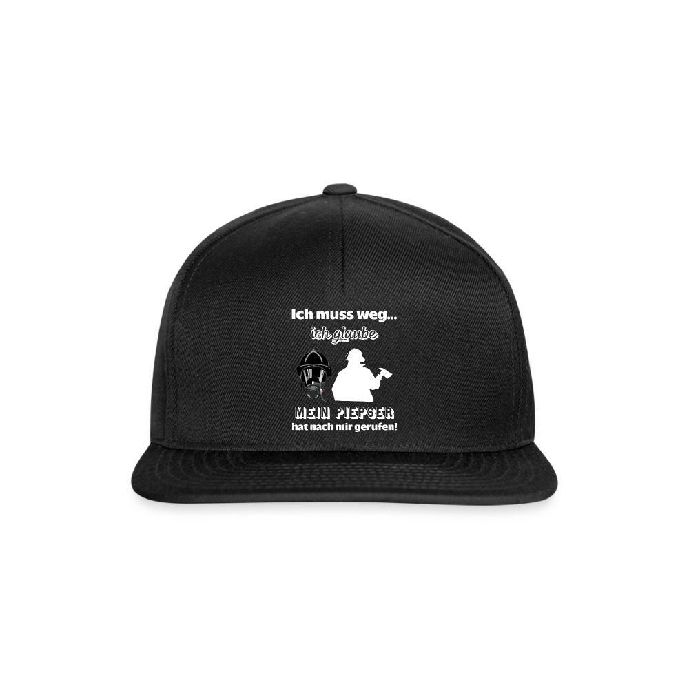 Ich muss weg... Ich glaube mein Piepser hat nach mir gerufen! - Snapback Cap - Schwarz/Schwarz