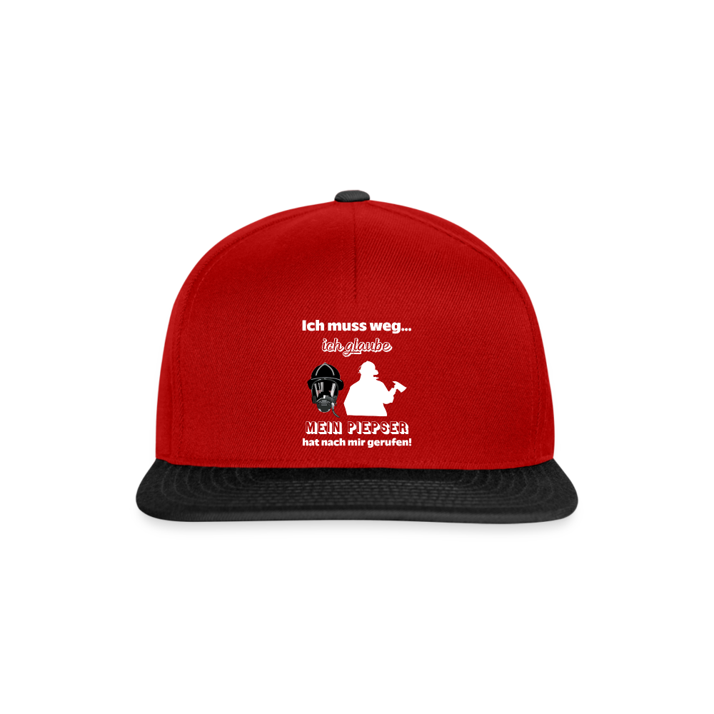 Ich muss weg... Ich glaube mein Piepser hat nach mir gerufen! - Snapback Cap - Rot/Schwarz