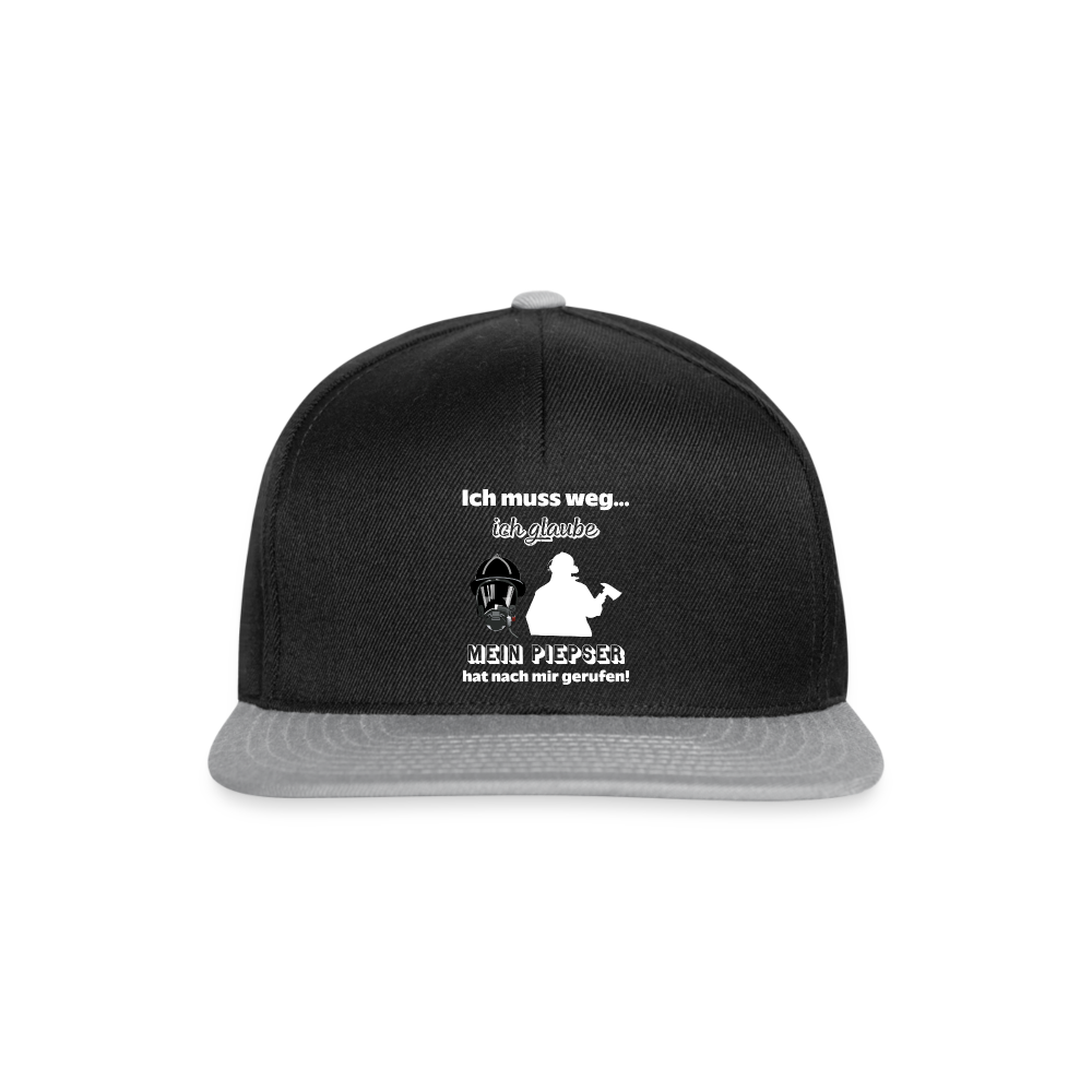 Ich muss weg... Ich glaube mein Piepser hat nach mir gerufen! - Snapback Cap - Schwarz/Grau
