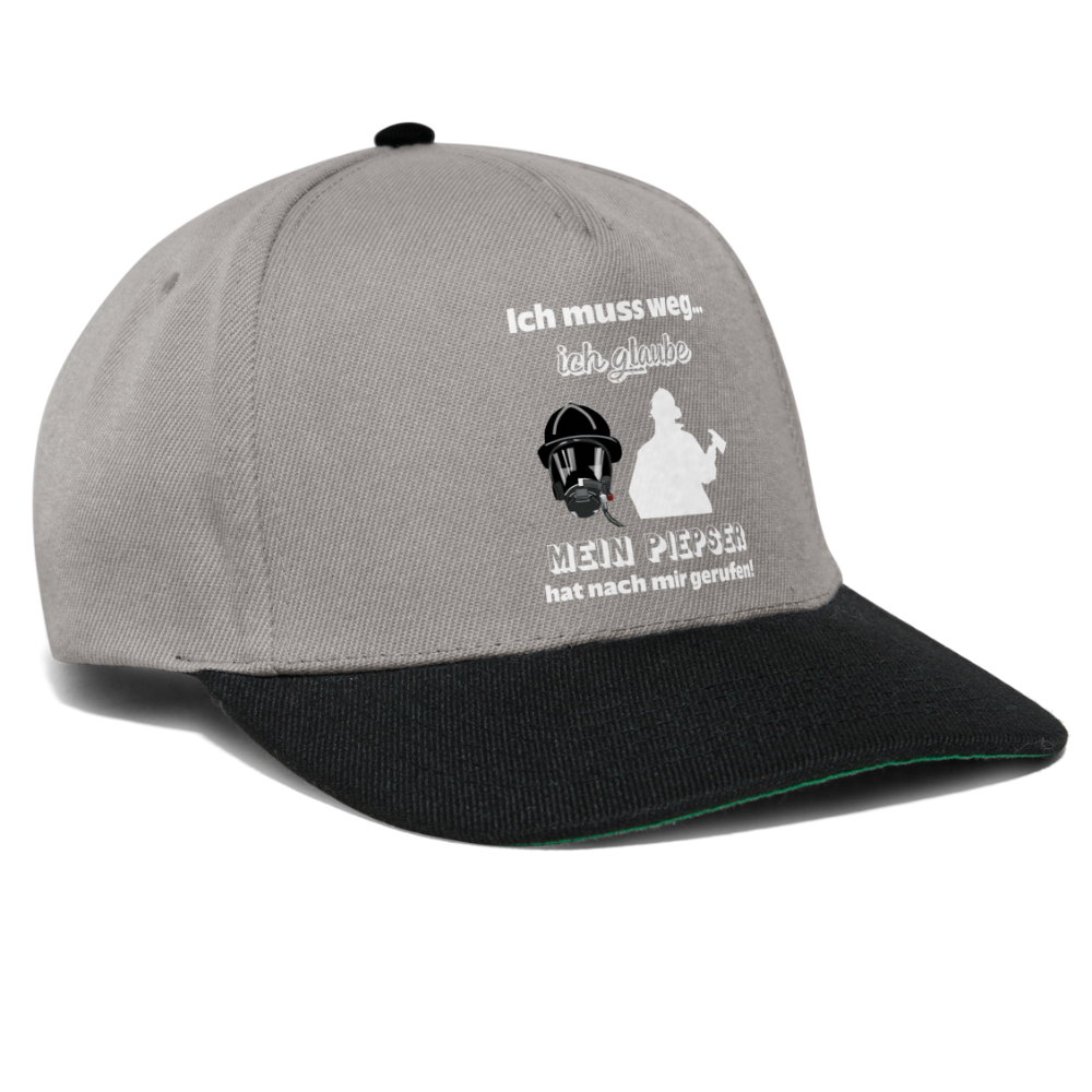 Ich muss weg... Ich glaube mein Piepser hat nach mir gerufen! - Snapback Cap - Graphit/Schwarz