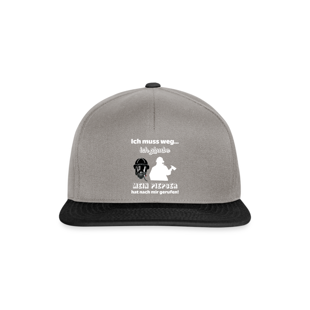 Ich muss weg... Ich glaube mein Piepser hat nach mir gerufen! - Snapback Cap - Graphit/Schwarz