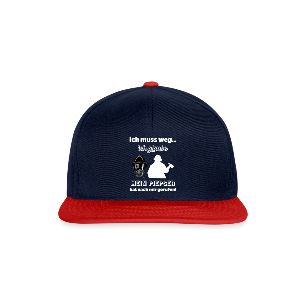 Ich muss weg... Ich glaube mein Piepser hat nach mir gerufen! - Snapback Cap - Navy/Rot