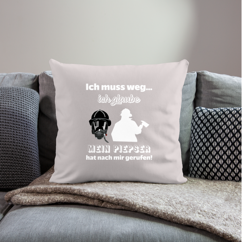 Ich muss weg... Ich glaube mein Piepser hat nach mir gerufen! - Sofakissen mit Füllung 44 x 44 cm - helles Taupe