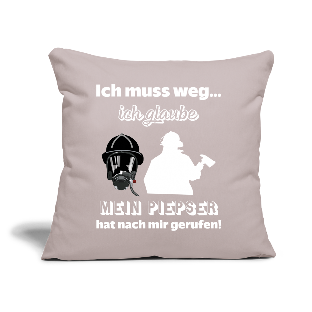 Ich muss weg... Ich glaube mein Piepser hat nach mir gerufen! - Sofakissen mit Füllung 44 x 44 cm - helles Taupe