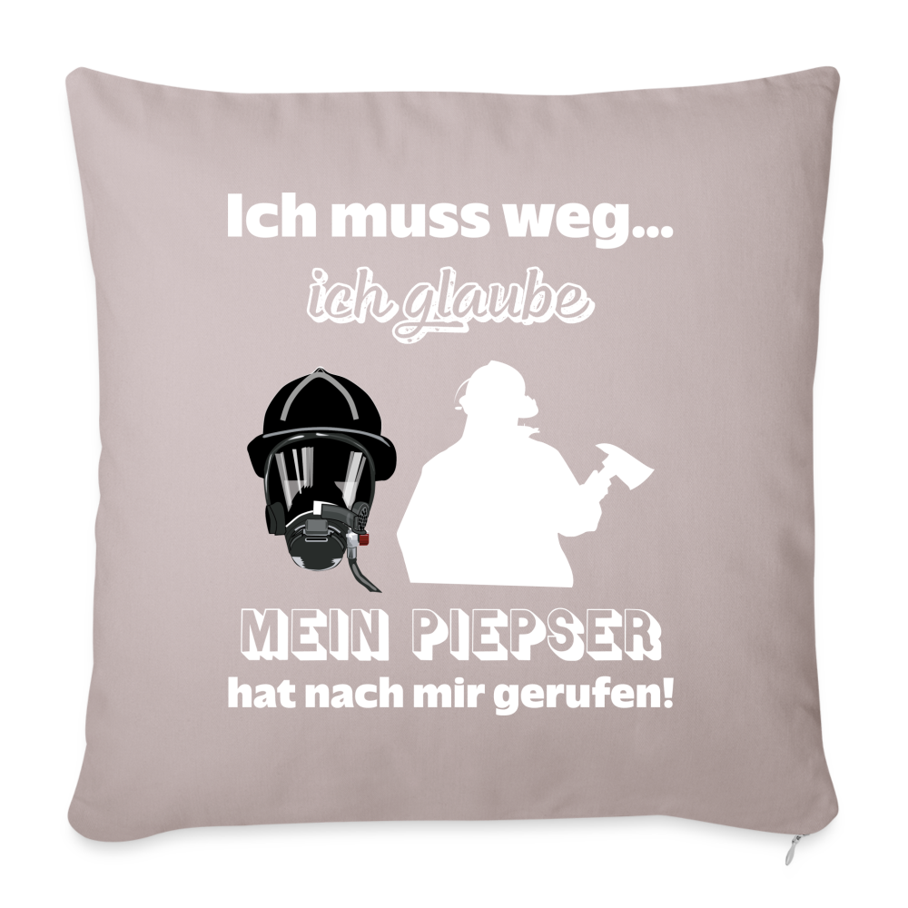 Ich muss weg... Ich glaube mein Piepser hat nach mir gerufen! - Sofakissen mit Füllung 44 x 44 cm - helles Taupe