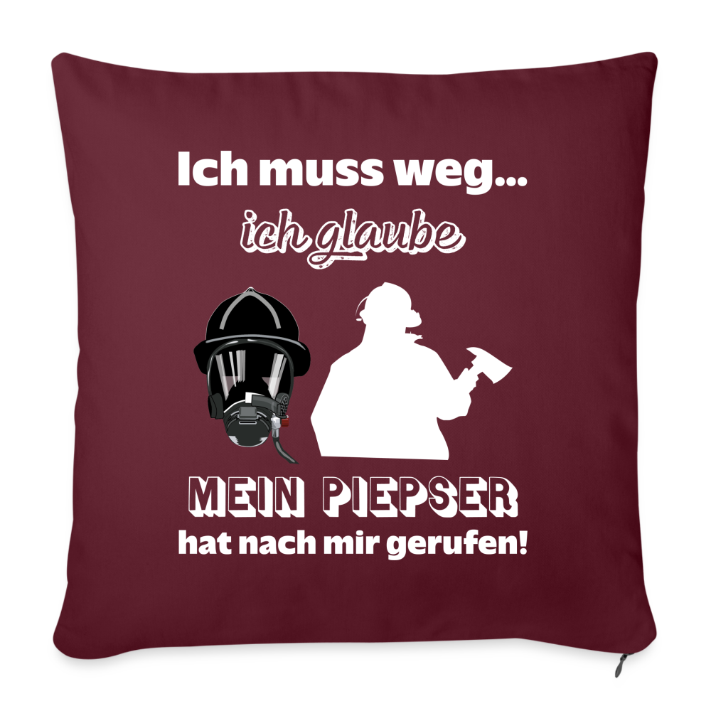 Ich muss weg... Ich glaube mein Piepser hat nach mir gerufen! - Sofakissen mit Füllung 44 x 44 cm - Burgunderrot