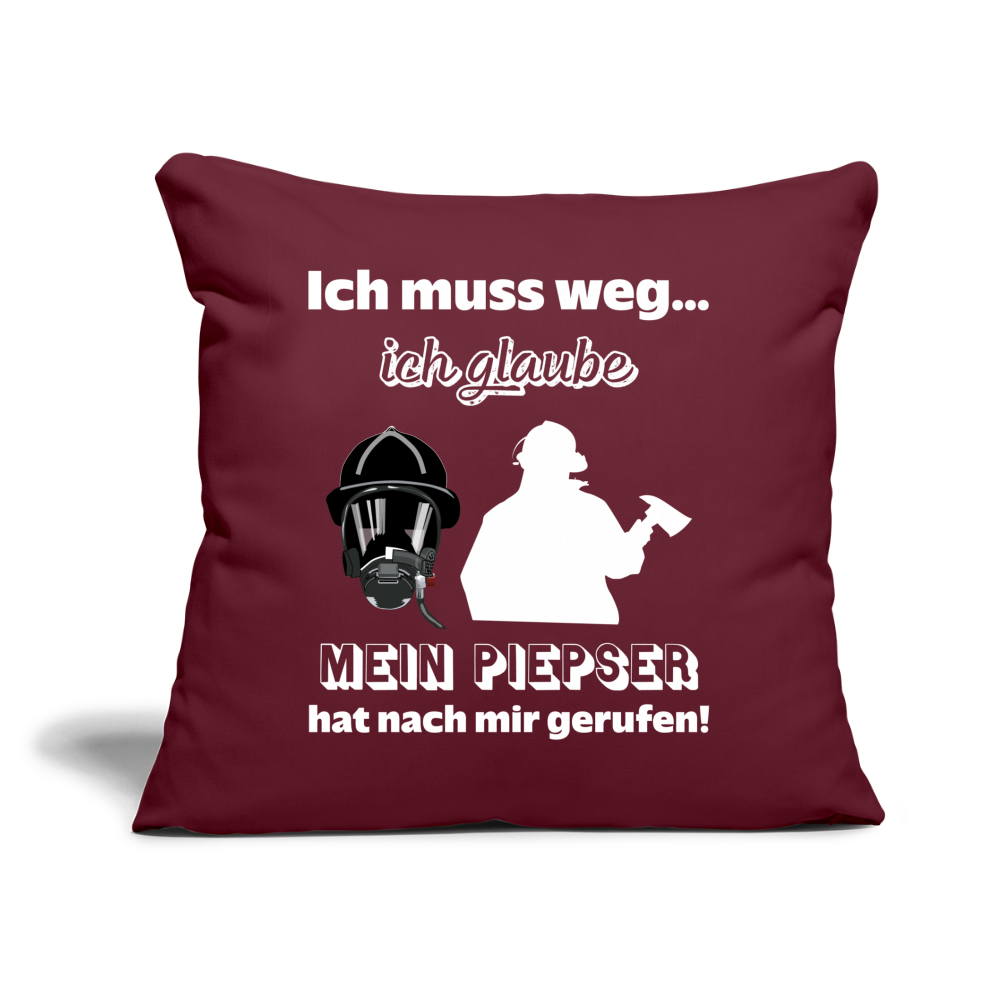 Ich muss weg... Ich glaube mein Piepser hat nach mir gerufen! - Sofakissen mit Füllung 44 x 44 cm - Burgunderrot