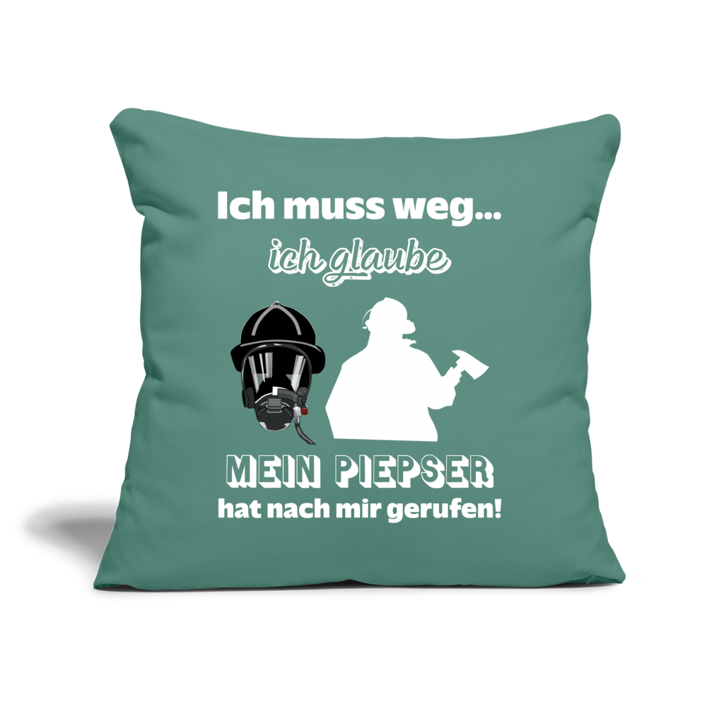 Ich muss weg... Ich glaube mein Piepser hat nach mir gerufen! - Sofakissen mit Füllung 44 x 44 cm - Tanngrün