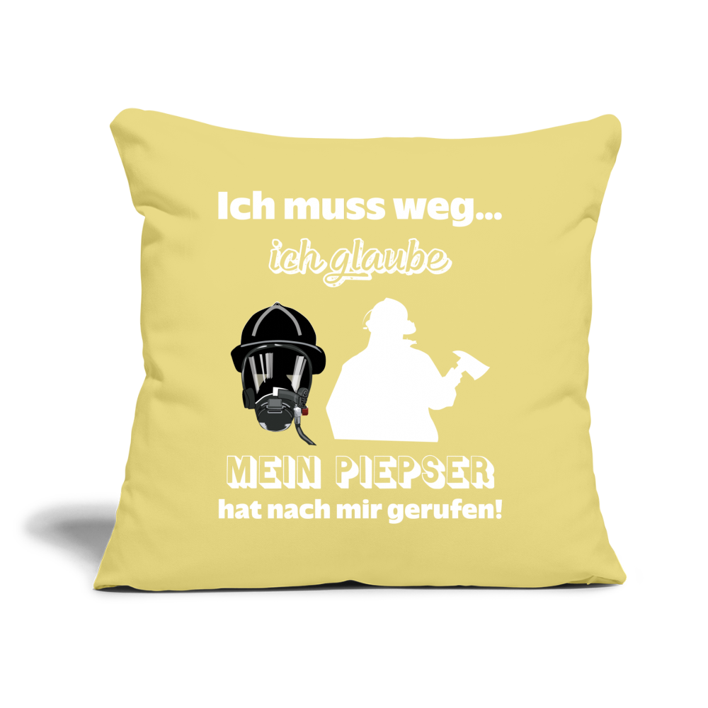 Ich muss weg... Ich glaube mein Piepser hat nach mir gerufen! - Sofakissen mit Füllung 44 x 44 cm - Hellgelb