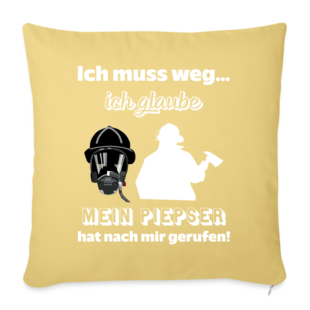Ich muss weg... Ich glaube mein Piepser hat nach mir gerufen! - Sofakissen mit Füllung 44 x 44 cm - Hellgelb