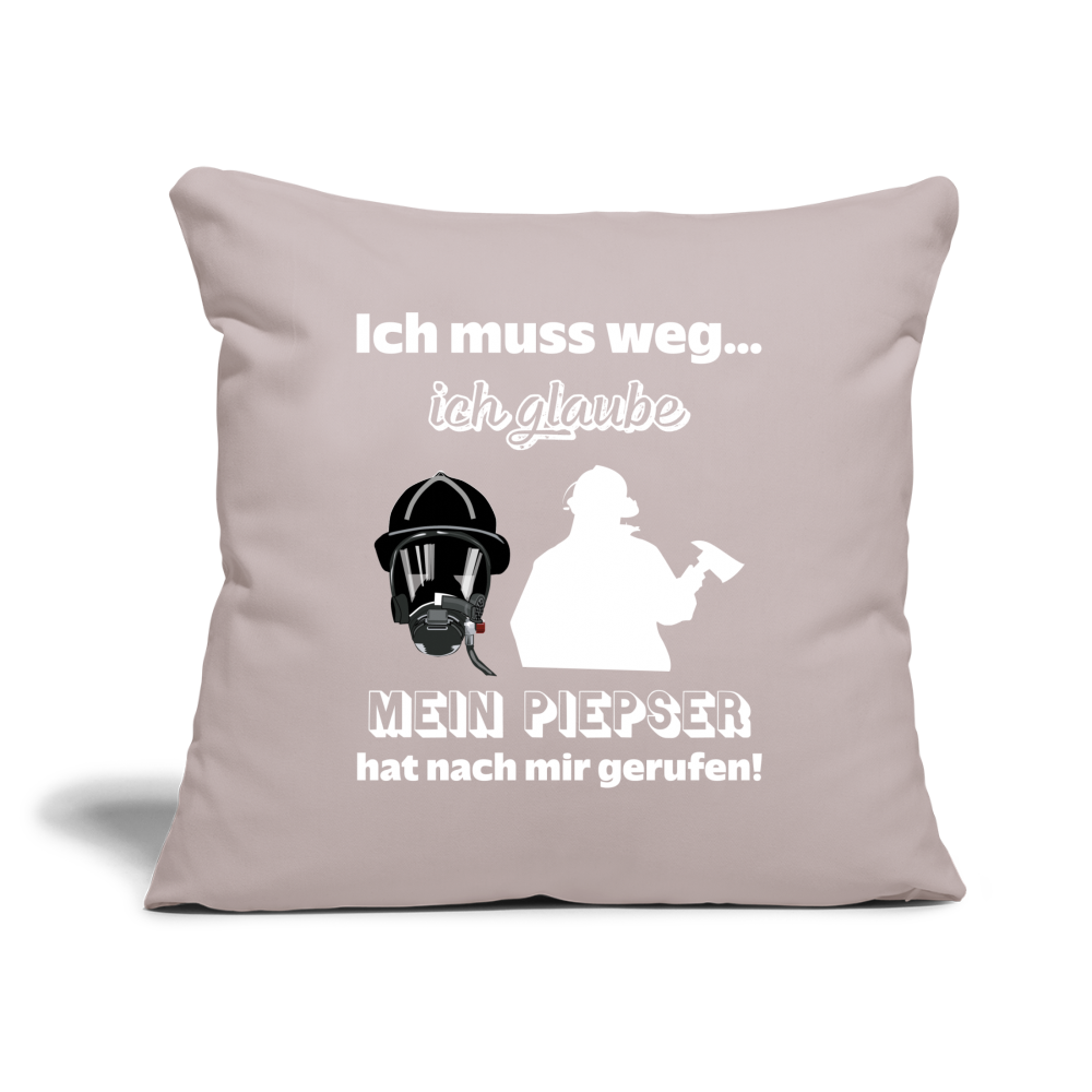 Ich muss weg... Ich glaube mein Piepser hat nach mir gerufen! - Sofakissenbezug 44 x 44 cm - helles Taupe