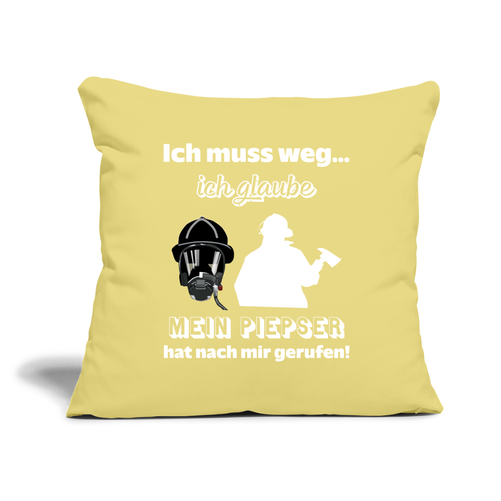 Ich muss weg... Ich glaube mein Piepser hat nach mir gerufen! - Sofakissenbezug 44 x 44 cm - Hellgelb