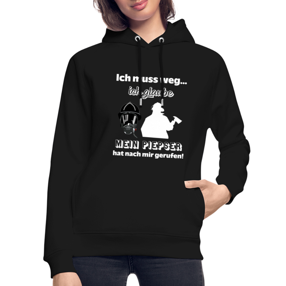 Ich muss weg... Ich glaube mein Piepser hat nach mir gerufen! - Unisex Bio-Hoodie - Schwarz