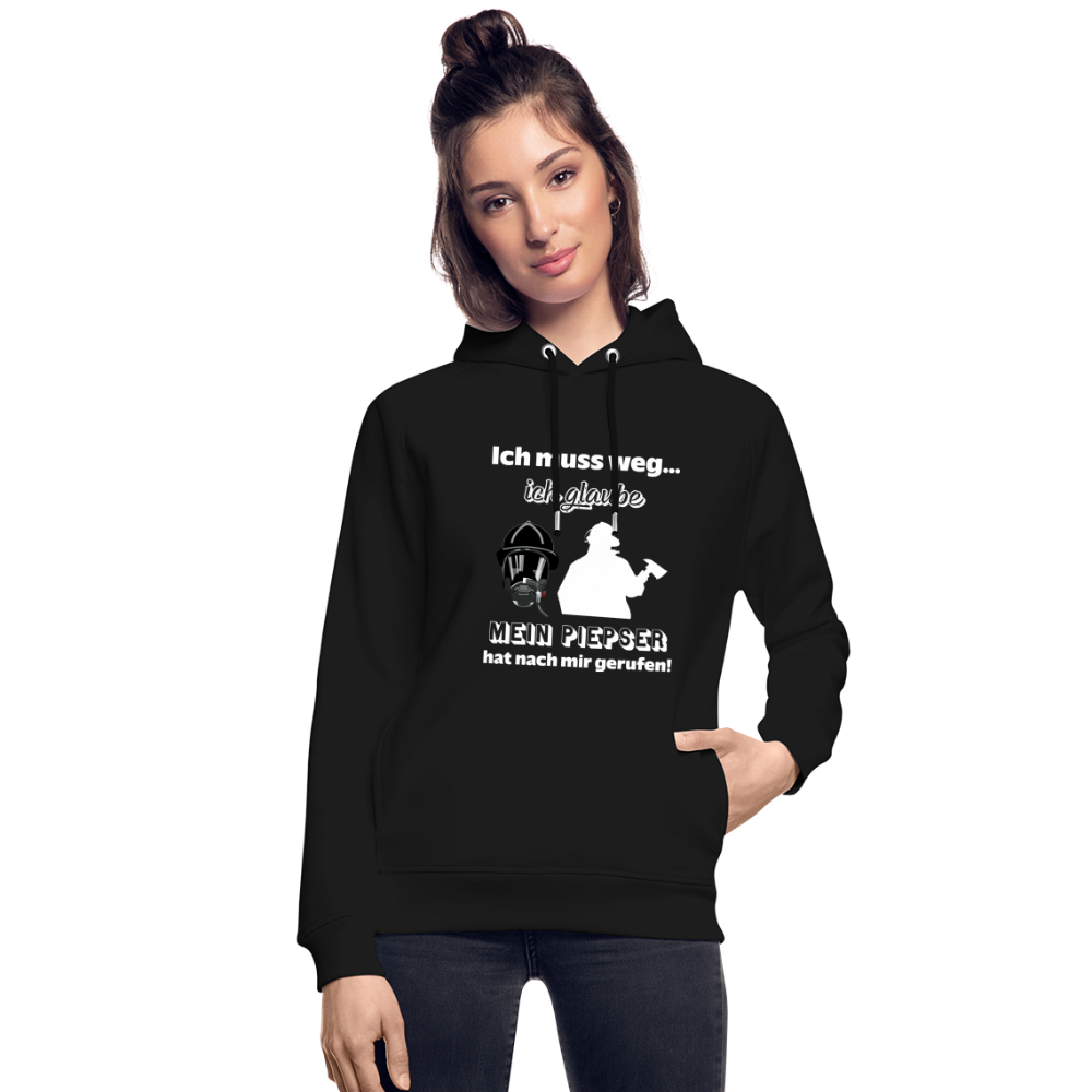 Ich muss weg... Ich glaube mein Piepser hat nach mir gerufen! - Unisex Bio-Hoodie - Schwarz
