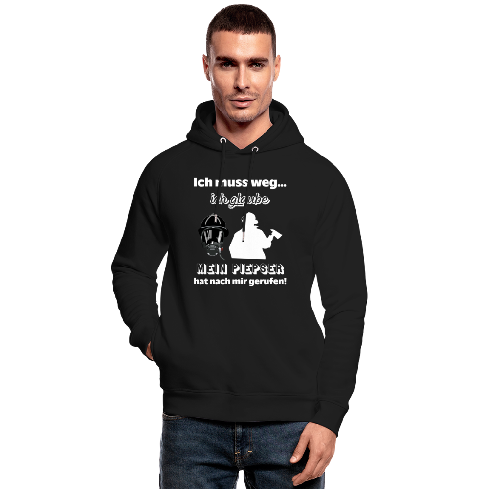 Ich muss weg... Ich glaube mein Piepser hat nach mir gerufen! - Unisex Bio-Hoodie - Schwarz