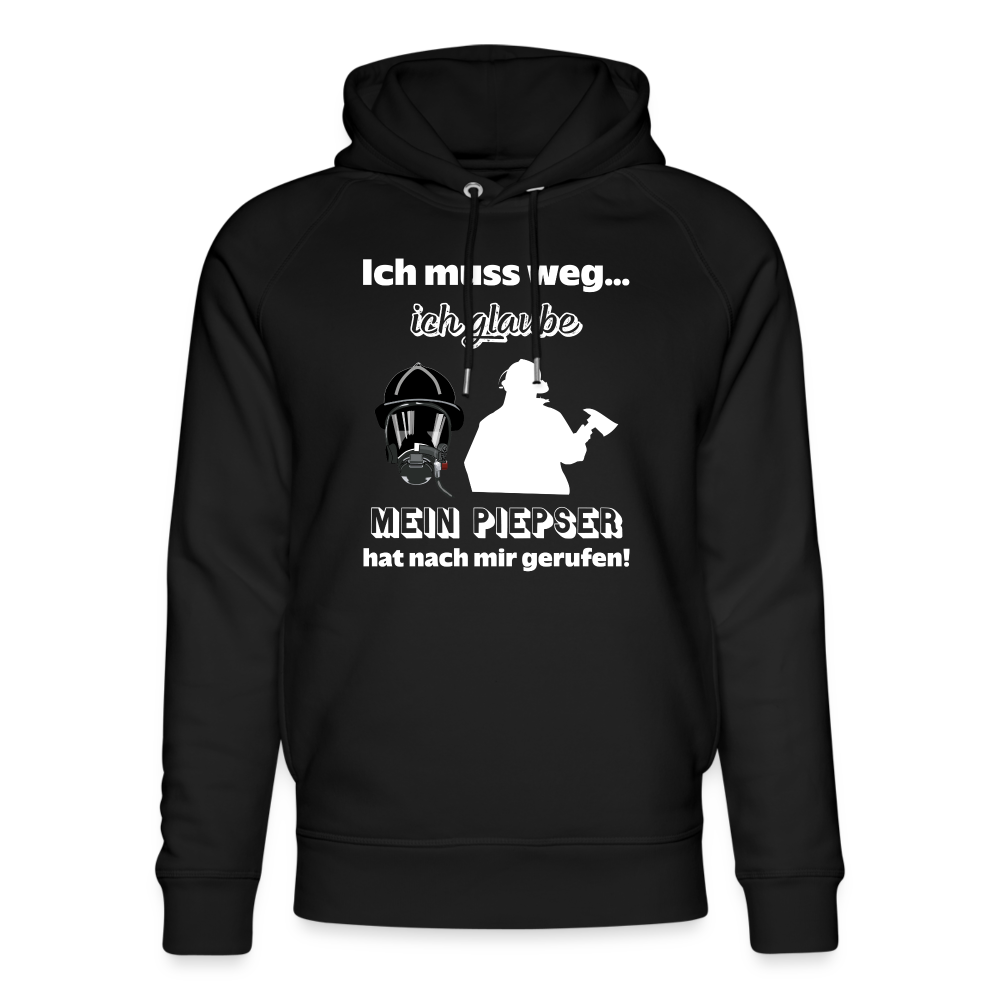 Ich muss weg... Ich glaube mein Piepser hat nach mir gerufen! - Unisex Bio-Hoodie - Schwarz