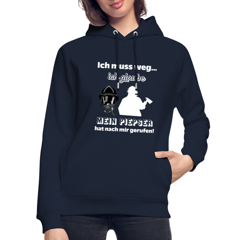 Ich muss weg... Ich glaube mein Piepser hat nach mir gerufen! - Unisex Bio-Hoodie - Navy