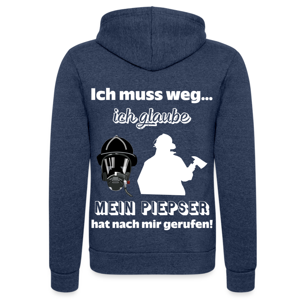 Ich muss weg... Ich glaube mein Piepser hat nach mir gerufen! - Unisex Tri-Blend Kapuzenjacke - Navy meliert