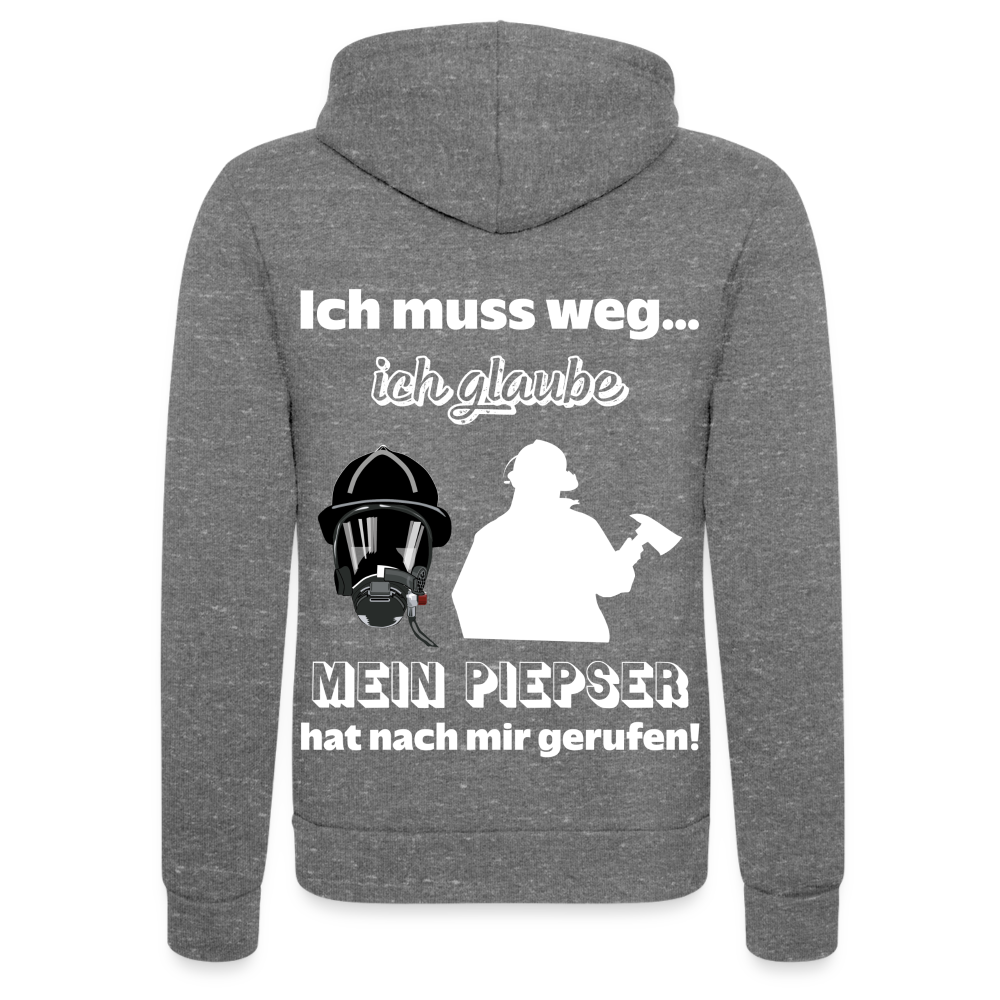 Ich muss weg... Ich glaube mein Piepser hat nach mir gerufen! - Unisex Tri-Blend Kapuzenjacke - Grau Triblend